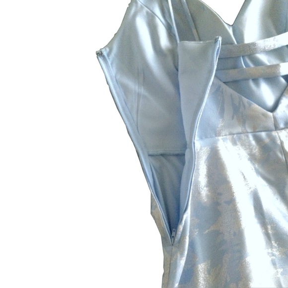 Light Blue/Periwinkle Floral Long Prom Dress - Picture 5 of 13